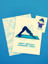 Load image into Gallery viewer, Downward Dawg Birthday Card - Blue