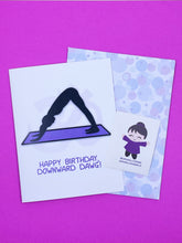 Load image into Gallery viewer, Downward Dawg Birthday Card - Purple