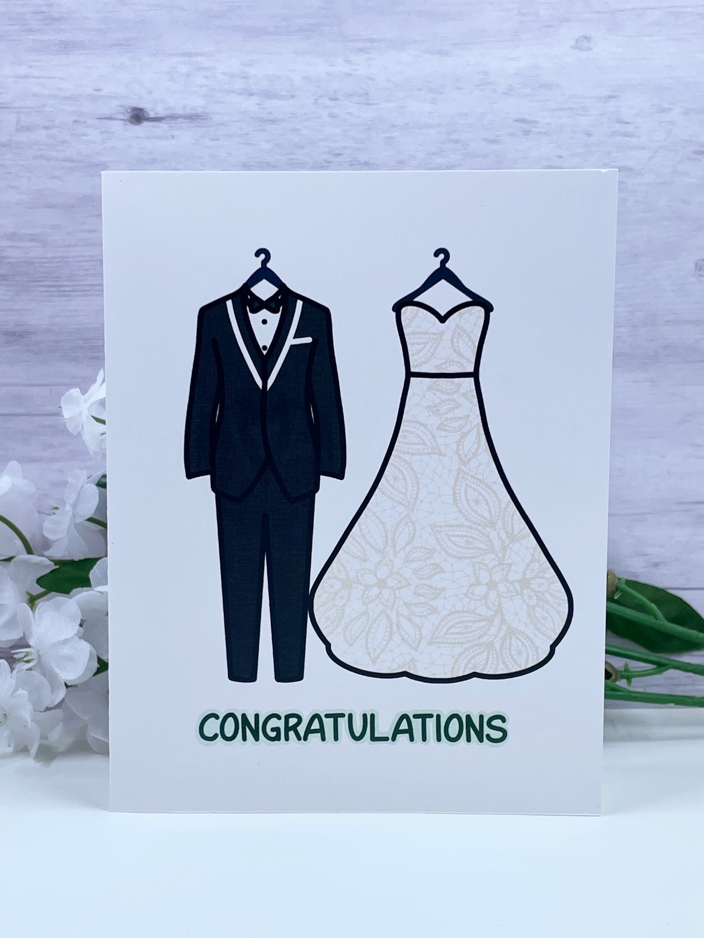 The Outfits Wedding Card - Suit and Gown