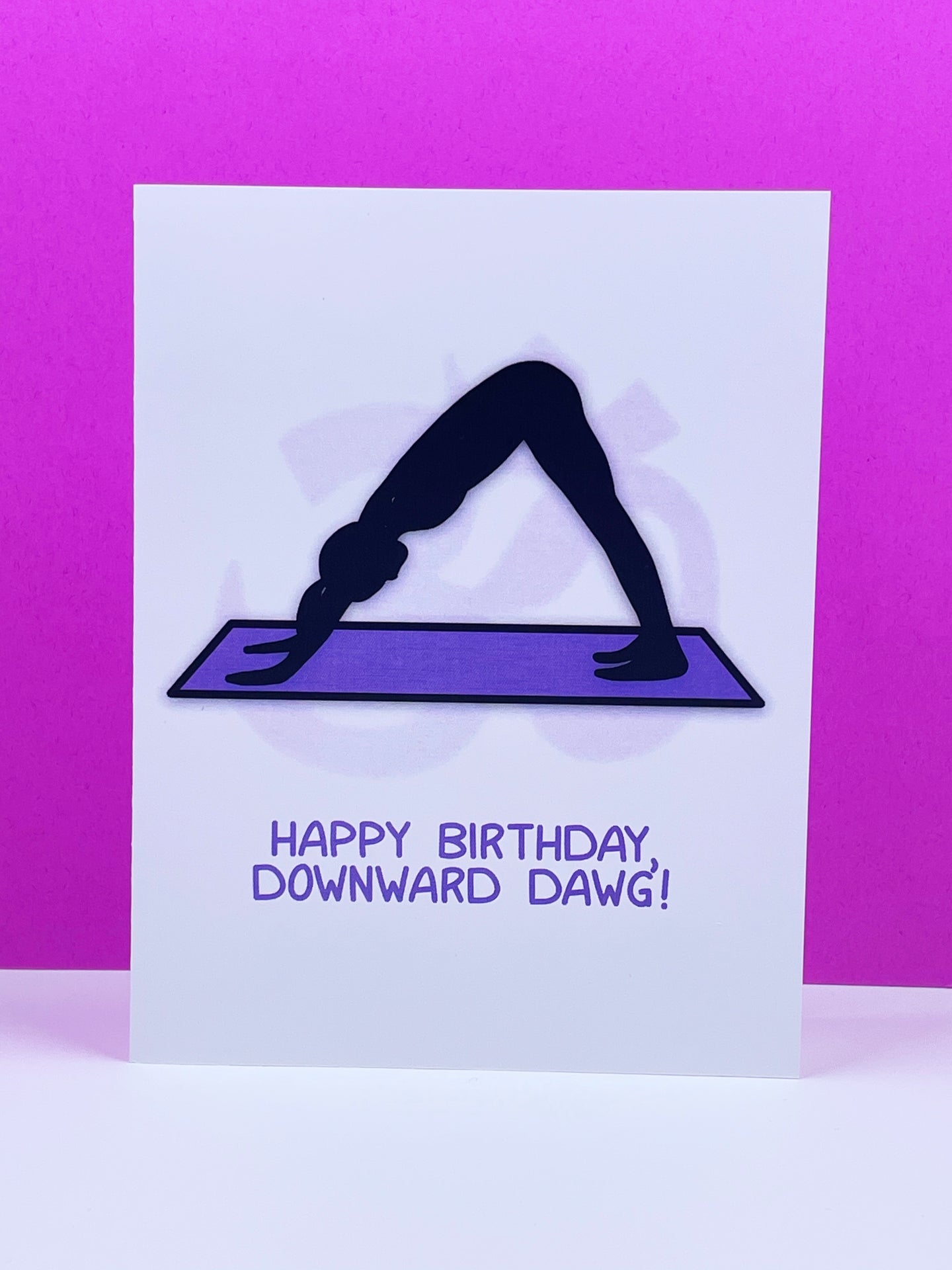 Downward Dawg Birthday Card - Purple