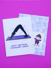 Load image into Gallery viewer, Downward Dawg Birthday Card - Purple

