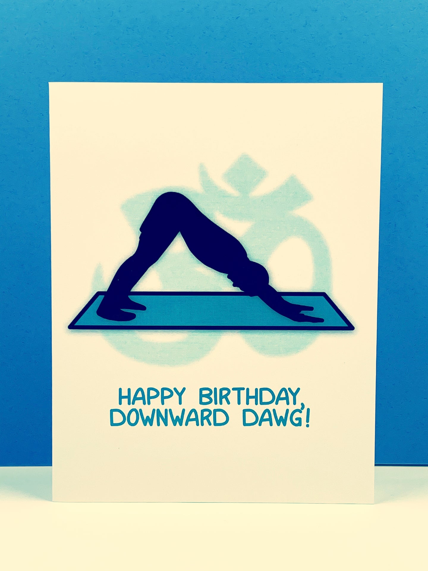 Downward Dawg Birthday Card - Blue
